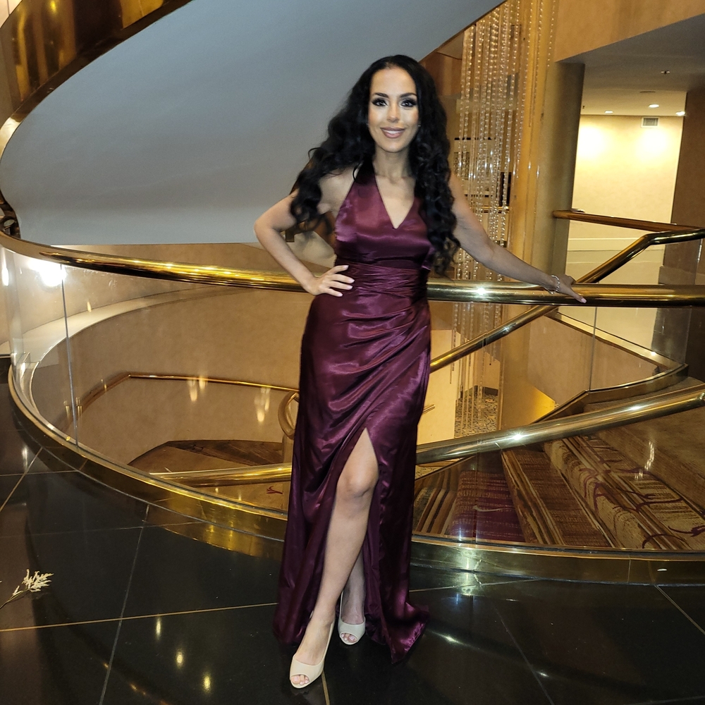 Elegant Burgundy Halter Dress